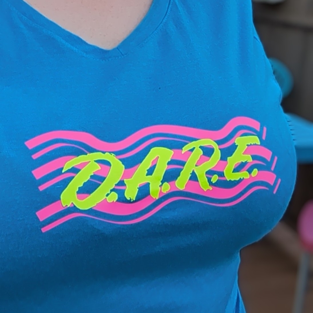 Handmade Upcycled Blue D.A.R.E. Graphic T-Shirt XL Short Sleeve Dare